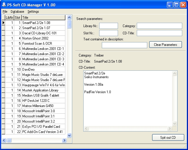 CD Library Manager main window